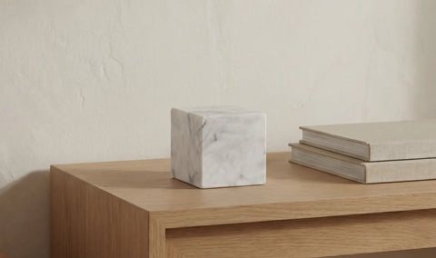 Cora Cube Tabletop Accent Banswara Purple White Marble