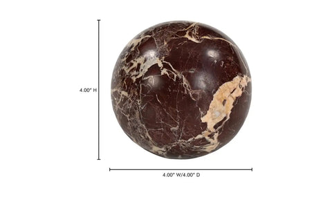 Odessa Sphere Tabletop Accent Red Levanto Marble