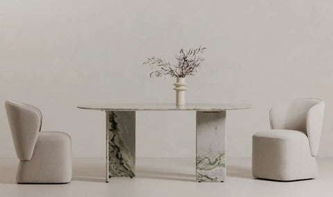 Celia Oval Dining Table Green Onyx Marble
