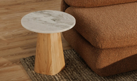 Evelyn Accent Table Ashen Grey Matrix Marble