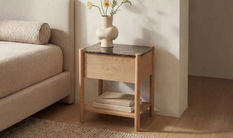 Elio Nightstand Dark Emperador Marble