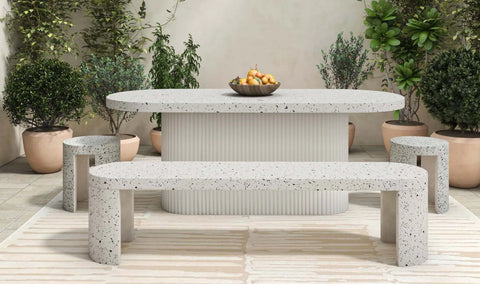 Lyon Outdoor Bench White Terrazzo