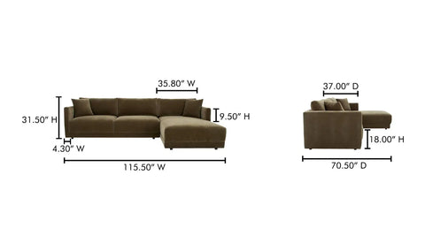 Bryn Sectional Left Heritage Cedar Green