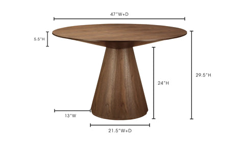 Otago 47In Round Dining Table Walnut