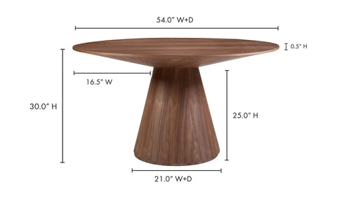 Otago Round 54In Dining Table Walnut Brown