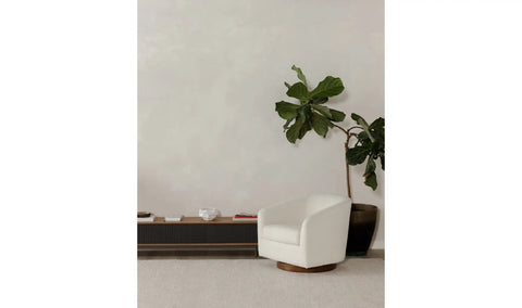 Oscy Swivel Chair Faux Shearling White