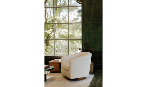 Oscy Swivel Chair Faux Shearling White