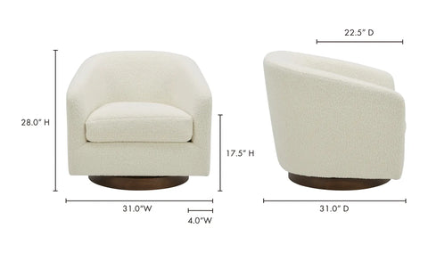 Oscy Swivel Chair Faux Shearling White