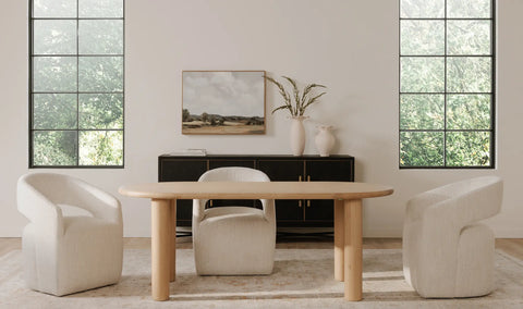 Barrow Rolling Dining Chair White Mist