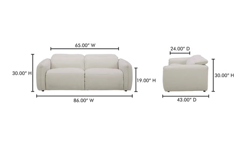 Eli Power Recliner Sofa Warm White