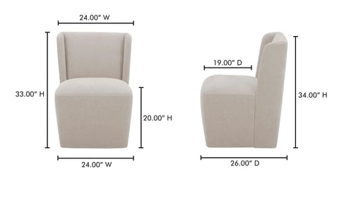 Cormac Rolling Dining Chair Warm Sand