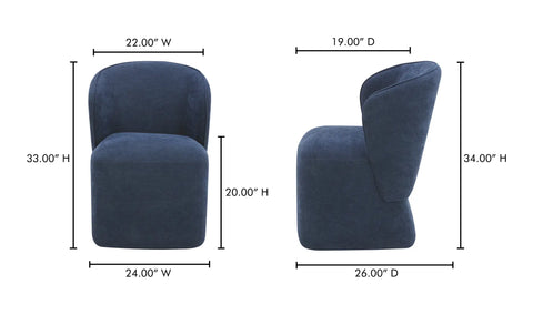 Larson Rolling Dining Chair Navy Blue