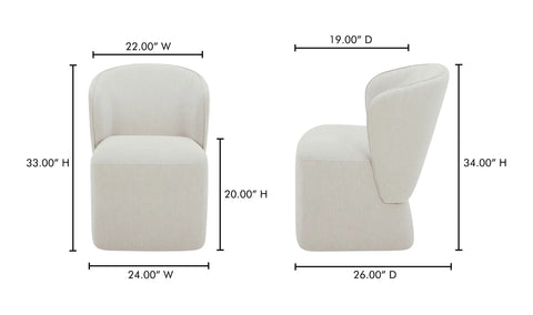 Larson Rolling Dining Chair Heather Grey