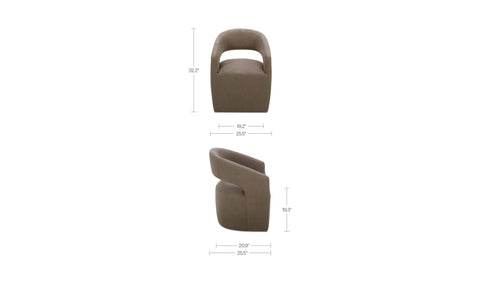 Barrow Rolling Dining Chair Soft Taupe