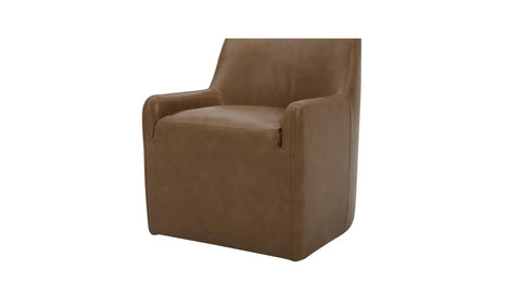 Maisie Rolling Dining Chair Tan Leather