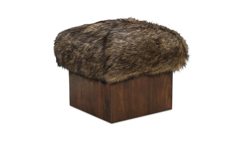 Serge Ottoman Brown Faux Fur