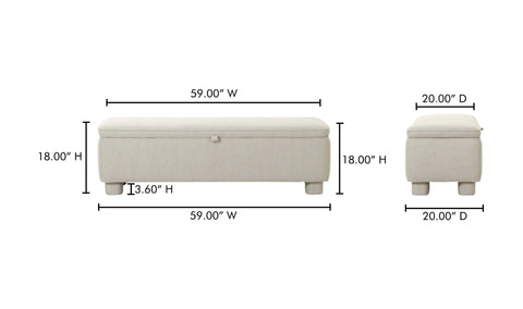 Ichigo Storage Bench Light Grey