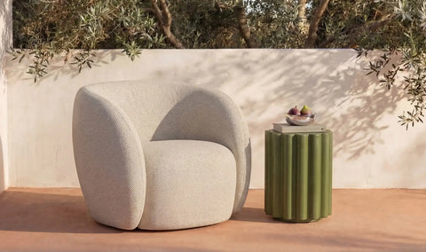 Rae Outdoor Accent Chair Beige Check