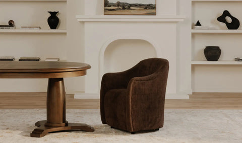 Drava Rolling Dining Chair Dark Brown