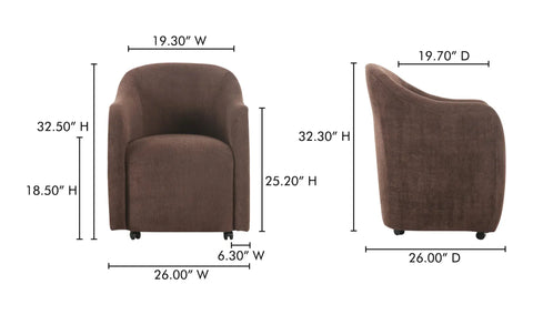 Drava Rolling Dining Chair Dark Brown