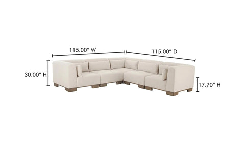 June Classic L-Shaped Modular Sectional Oatmeal