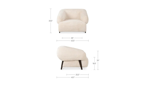 Devlin Lounge Chair Cream Faux Fur