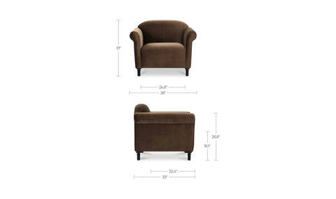 Harmony Accent Chair Dark Brown Faux Mohair
