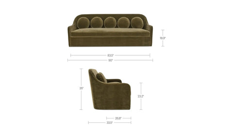 Rialto Sofa Dark Green Faux Mohair
