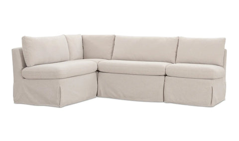 Fable Slipcover Dining Banquette L-Shape Beige 96 in.