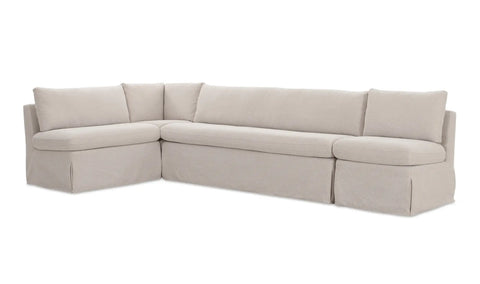 Fable Slipcover Dining Banquette L-Shape Beige 125.5 in.
