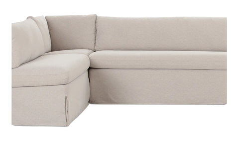 Fable Slipcover Dining Banquette L-Shape Beige 139.5 in.