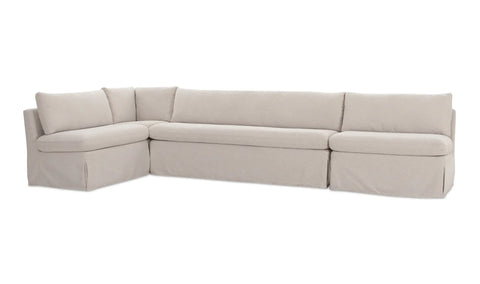 Fable Slipcover Dining Banquette L-Shape Beige 139.5 in.