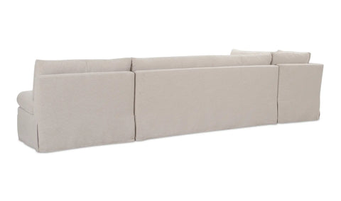 Fable Slipcover Dining Banquette L-Shape Beige 139.5 in.