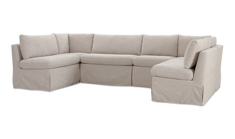 Fable Slipcover Dining Banquette U-Shape Beige 121 in.
