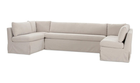 Fable Slipcover Dining Banquette U-Shape Beige 129 in.