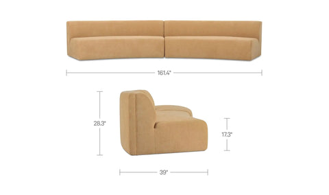 Naomi 2 Piece Concave Modular Sectional Golden Yellow