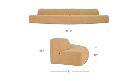 Naomi 2 Piece Convex Modular Sectional Golden Yellow