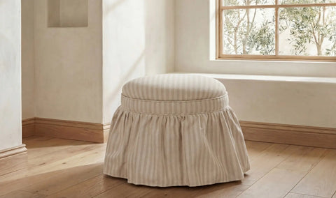 Heidi Storage Ottoman Beige Stripe
