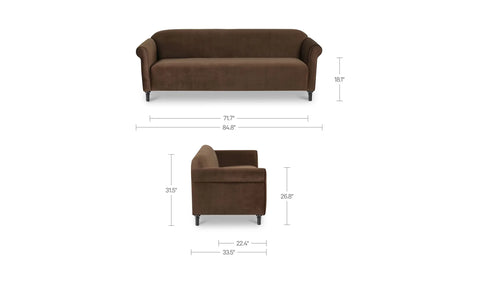 Harmony Sofa Dark Brown Faux Mohair