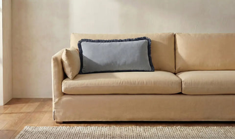 Yasmin Lumbar Cushion Light Blue Faux Mohair