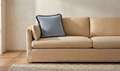 Yasmin Square Cushion Light Blue Faux Mohair