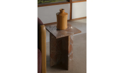 Blair Accent Table Orange Levante Marble