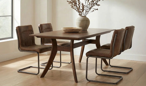 Ansel Dining Chair Grazed Brown Leather - Set Of Two