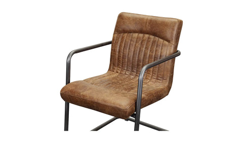 Ansel Arm Chair Grazed Brown Leather - Set Of Two
