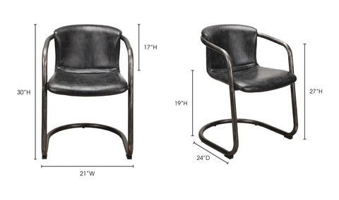 Freeman Dining Chair Onyx Black Leather - Set Of Two