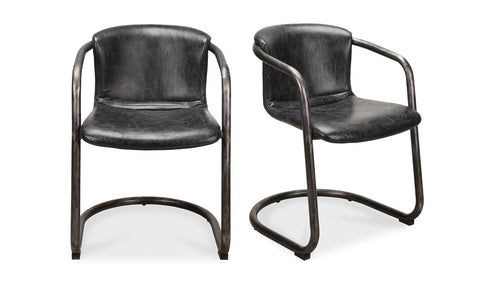 Freeman Dining Chair Onyx Black Leather - Set Of Two