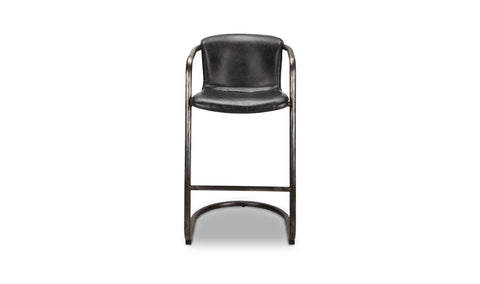 Freeman Barstool Onyx Black Leather - Set Of Two