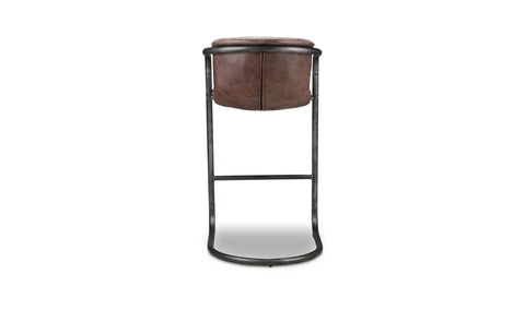 Freeman Barstool Grazed Brown Leather - Set Of Two
