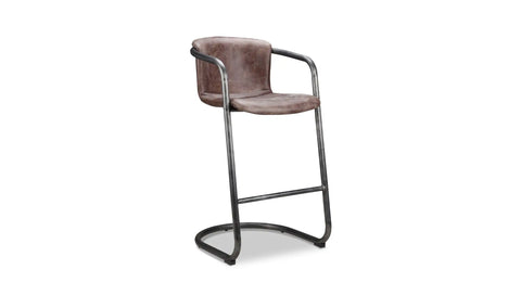 Freeman Barstool Grazed Brown Leather - Set Of Two