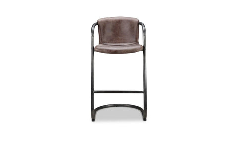 Freeman Barstool Grazed Brown Leather - Set Of Two